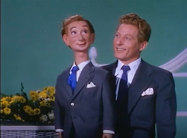Danny Kaye and a ventriloquist's dummy that looks like him from the movie Knock on Wood