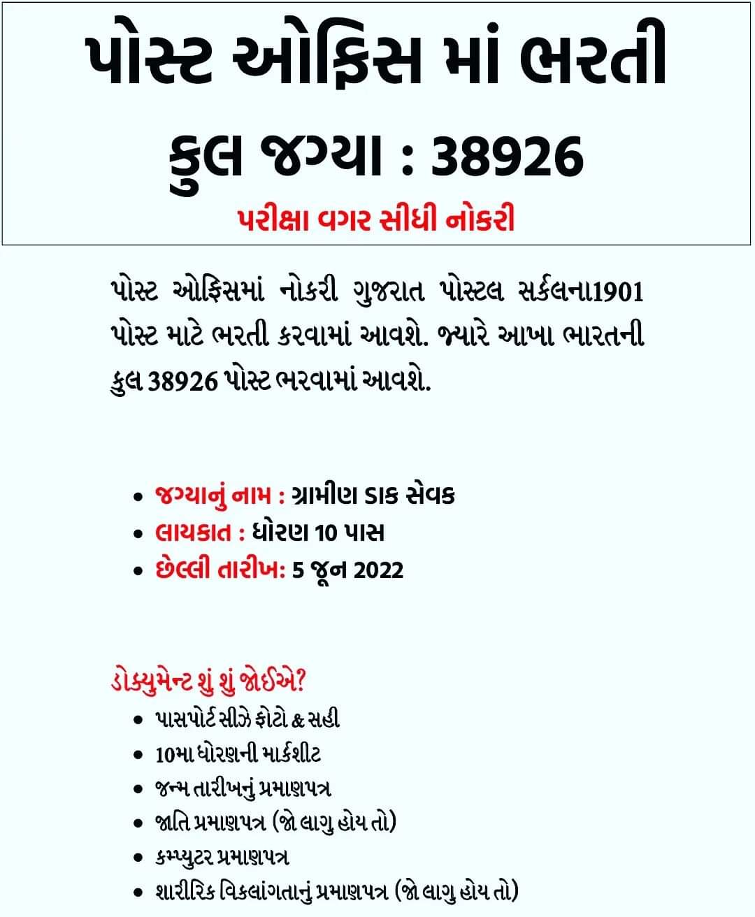 Gujarat Post GDS Bharti 2022