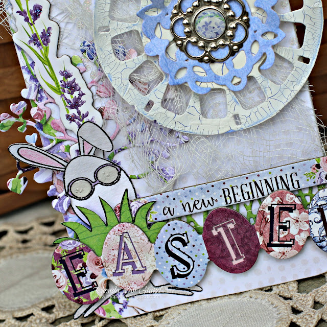 Easter Door Hanger Altered using Secret Garden papers and Eggcellent Stamp Set by BoBunny designed by Rhonda Van Ginkel