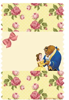 Beauty and the Beast with Roses Free Printable Labels.