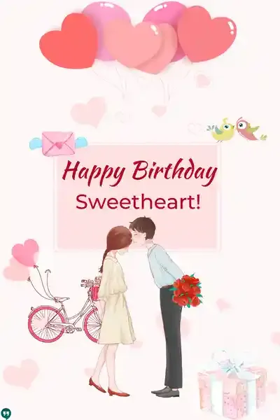 romantic happy birthday sweetheart images with boy kissing at girl forehead