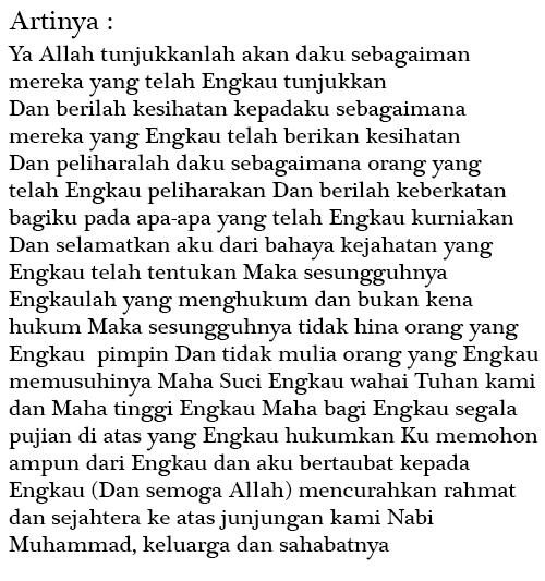 Hukum Bacaan Doa Qunut Sholat Subuh Nazilah Witir Pendek 