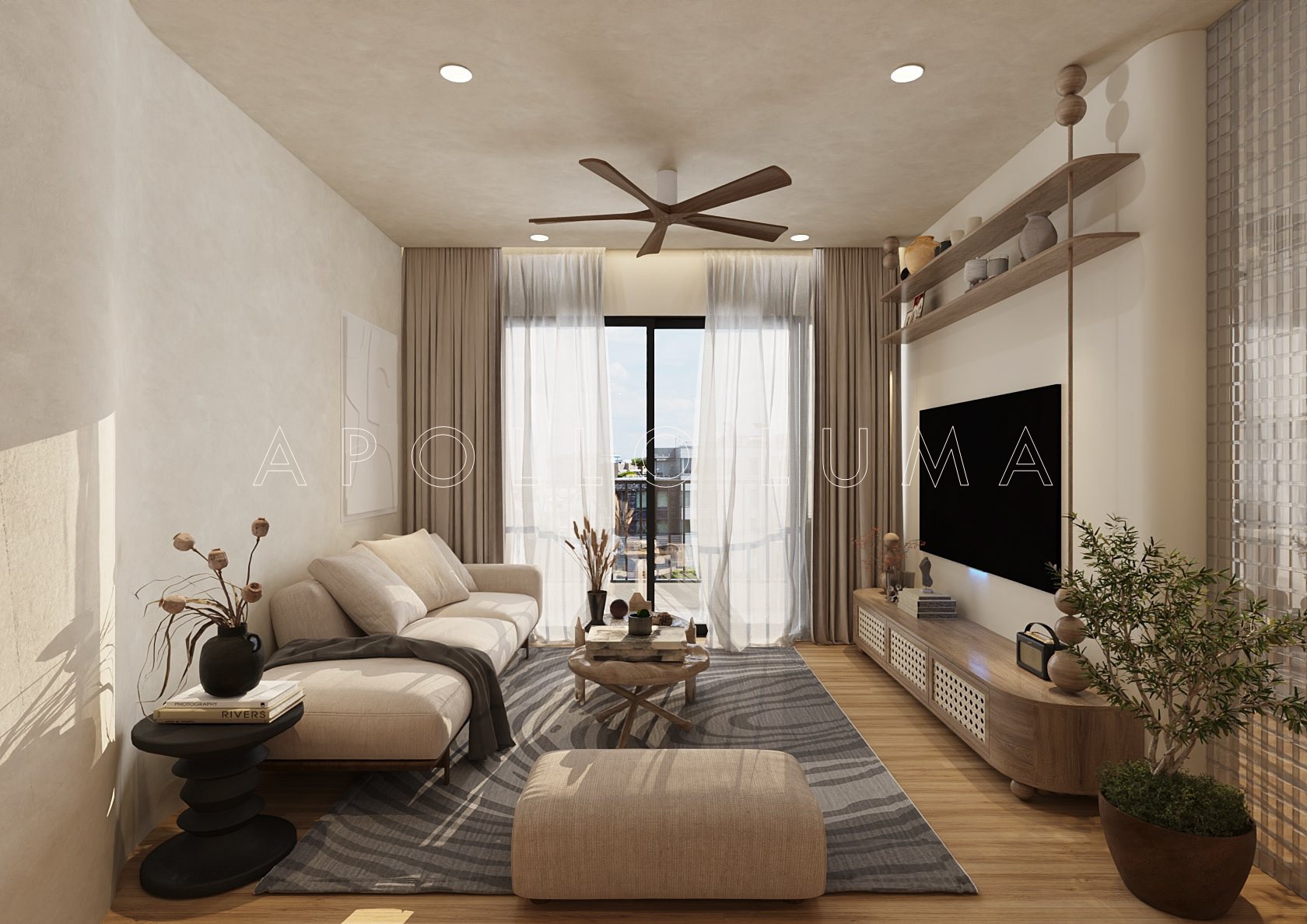 Thiết kế  nội thất căn hộ 3PN Feliz Homes Hoàng Mai phong cách Tropical Style