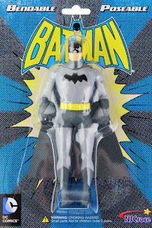 Batman figure, modeled on 1950s incarnation of the character, in plastic bubble packaging on cardstock