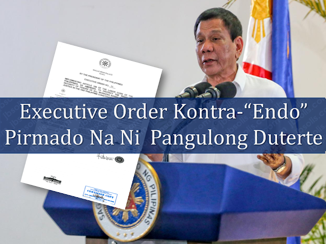 As one of his campaign promises, President Rodrigo Duterte signed an executive order seeking to stop contractualization among local workers. The president said that the EO prohibits “illegal contracting or subcontracting or undertaking to circumvent the workers’ right to security of tenure.”  Endo system deprives the locally hired workers of benefits that regular employees enjoy as the work contract usually lasts for only five months or less, there will be no end of service benefits even if you renew the said contract over and over again for ten years with the same company.   “I remain firm in my commitment to put an end to ‘endo’ and illegal contractualization,” the president said.  Advertisement         Sponsored Links           President Rodrigo Duterte has signed a landmark executive order (EO) that puts an end to illegal contractualization in the Philippines.  Duterte inked the EO on May 1, and made the announcement during a speech in a Labor Day celebration in Cebu.    Duterte also expressed confidence that the EO will ease laborers’ worries regarding the lack of security of tenure.  The president also said that the government will continue to provide “dignified and meaningful employment”, however, he said that the newly signed executive order is not enough to ensure the security of tenure.  “I can only implement but if there are things that need to be corrected, modified to suit the needs or the demand of time… We have to amend or correct or recommend revision or revisit the laws,” Duterte said.  The Palace has yet to release a copy of the EO.  “Endo,” which stems from the term “end of a contract,” refers to the practice of short-term contracts short of six months that would make a worker a regular employee.  The newly signed Executive Order which is yet to be released in public draws different reactions among labor groups. The Employers Confederation of the Philippines, or ECOP, expressed concerns about some provisions outlined in the EO.  “Government though must be credited in its serious and sincere effort to craft an EO that meets the expectations of both labor and capital,” the group said in a statement.  Various labor groups also shared their two-cents regarding the fresh EO, which they described as pro-employer.  “There is nothing new in the EO,” Rep. Ariel Casilao (Anakpawis Paty-list) said. “What the workers demanded is total prohibition of contractualization by virtue of direct hiring.”  Kilusang Mayo Uno Chairperson Elmer Labog laments that labor groups were not consulted when the presidential order was drafted.  The KILOS NA Manggagawa, meanwhile, urged Duterte to show to the public the EO he signed.  “If President Duterte had the intention of signing an Executive Order which is line with the demands of the workers, he would not exclude us from full knowledge of it,” the group said.       READ MORE: List of Philippine Embassies And Consulates Around The World    Classic Room Mates You Probably Living With   Do Not Be Fooled By Your Recruitment Agencies, Know Your  Correct Fees    Remittance Fees To Be Imposed On Kuwait Expats Expected To Bring $230 Million Income    TESDA Provides Training For Returning OFWs   Cash Aid To Be Given To Displaced OFWs From Kuwait—OWWA    5 Signs A Person Is Going To Be Poor And 5 Signs You Are Going To Be Rich