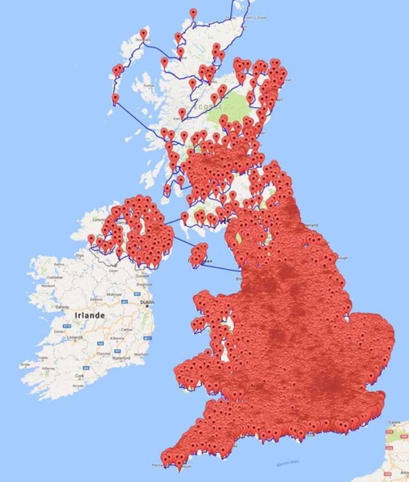 Map of All pubs in Britain