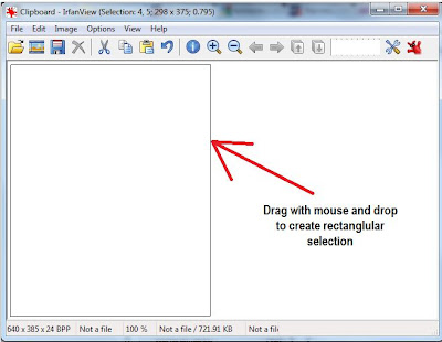 Drag and drop with mouse to create selection with Irfanview