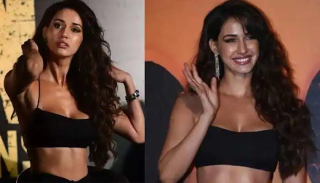 Disha Patani’s retro look in a black halterneck corset dress