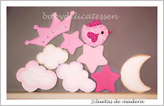 complementos para siluetas infantiles pajarito nubes estrellas babydelicatessen