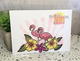 Sunny Studio Stamps: Tropical Paradise Flamingo card by Debra James
