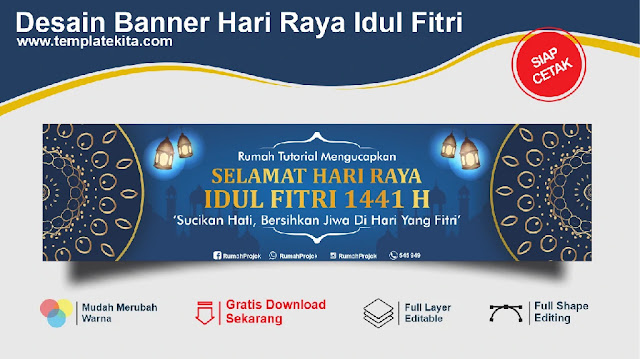 Banner Idul Fitri CDR Download Spanduk Idul Fitri 1441 