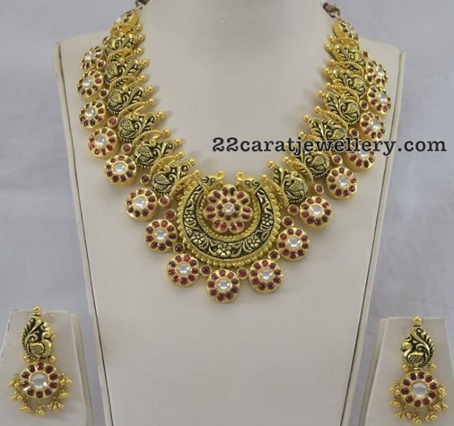 Peacock Bottu Mala with Kundan Work 