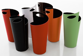 umbrella stands in many colors - white, orange, black, green, red, brown