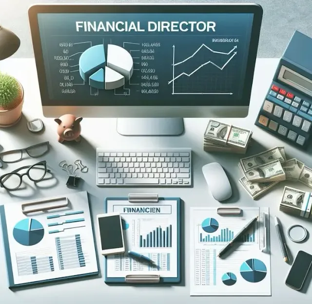 Mesa com computador, relatórios financeiros, calculadora e outras ferramentas financeiras prontas para fazer planejamento