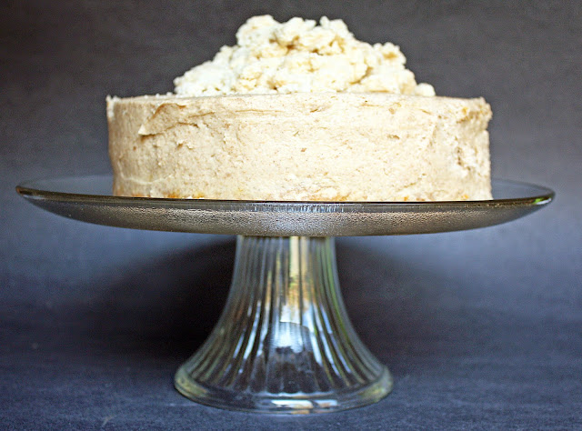 momofuku-inspired vegan carrot layer cake with liquid cheesecake filling and graham frosting