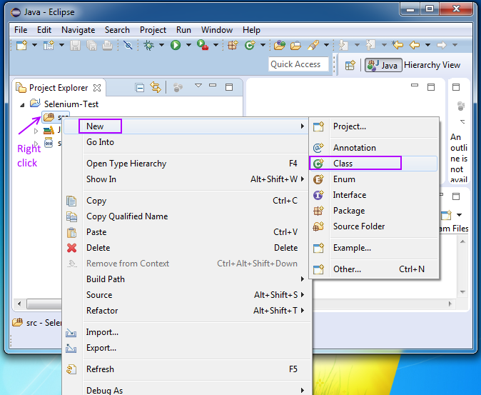 Howto setup Selenium browser automation framework in Exclipse IDE on Windows 7 - codingtrabla tutorial 7