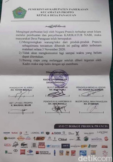 Ajakan Boikot dan Ancaman Pembakaran Produk Prancis di Pamekasan