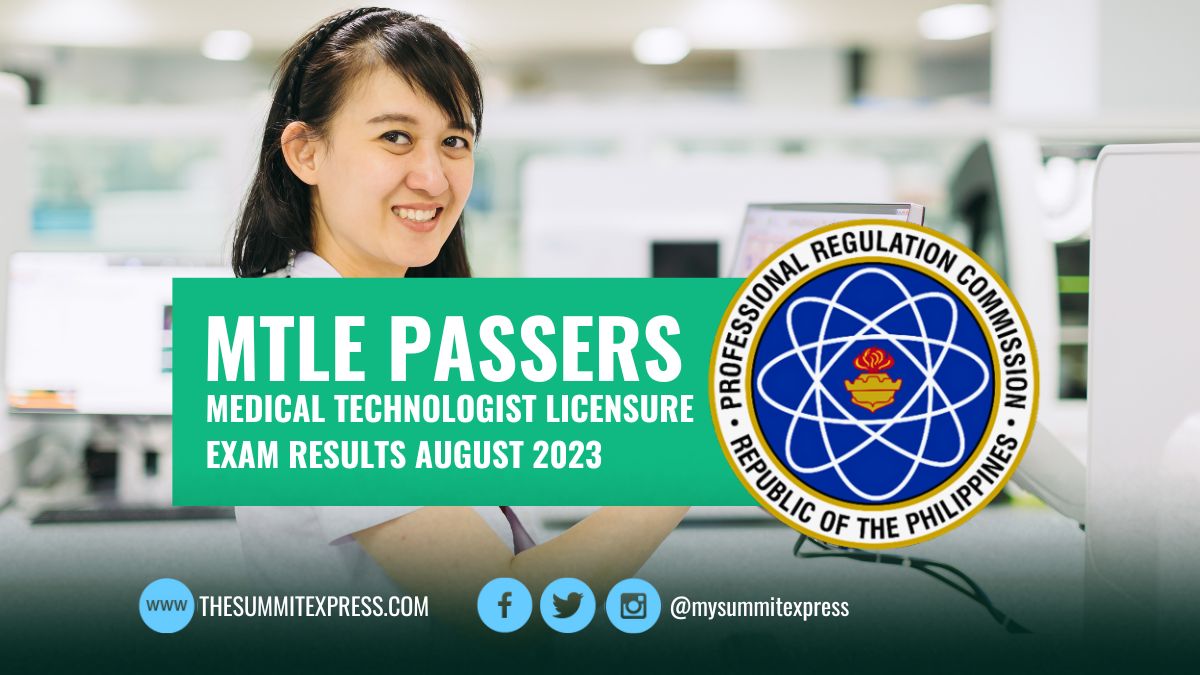 MTLE RESULTS August 2023 Medtech board exam list of passers, top 10