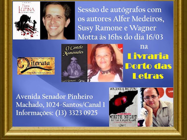 Sessão de autógrafos com Alfer Medeiros, Susy Ramone e Wagner Motta em Santos