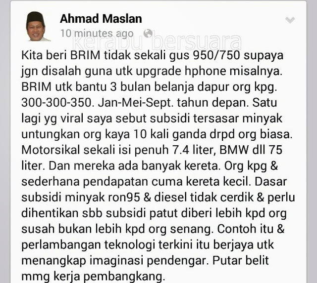 Ahmad Maslan Bersuara Lagi