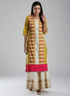 Yellow Printed Kurti