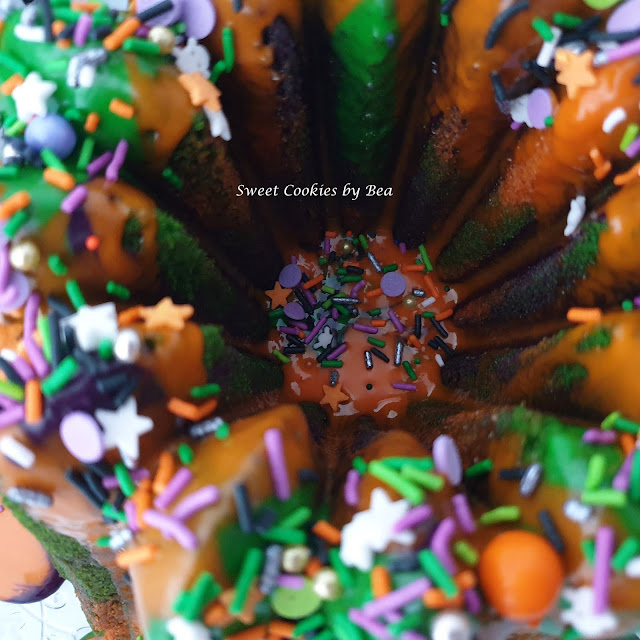 Bundt cake de nata montada para Halloween