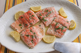 Food Lust People Lust: Herb butter poached wild salmon is tender and flavorful. The herbs complement the delicate flavor of the fish, and the simmering butter ensures that it won’t overcook or dry out. Do not worry about all the “leftover” butter. It can be used to flavor vegetables, in another seafood dish or chill it and pop it in an airtight bag in the freezer to keep for the next time you poach fish.