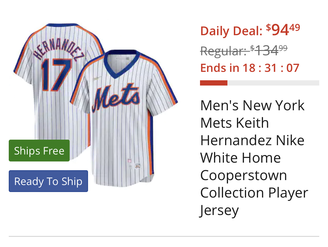  Men's New York Mets Keith Hernandez Nike White Home  Cooperstown Collection Player Jersey
