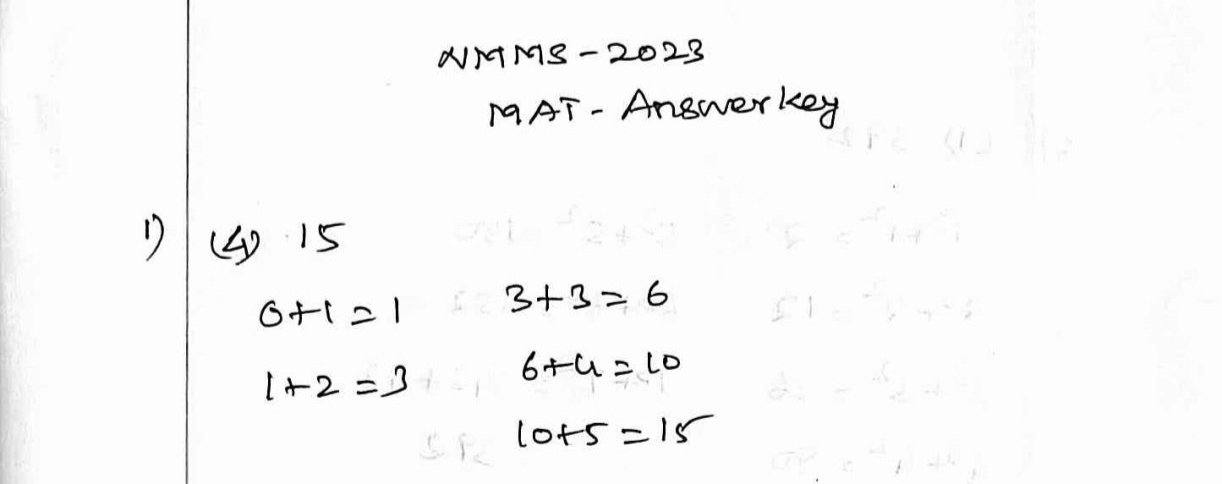 NMMS 2023 MAT Tentative Answer Key – Part 1