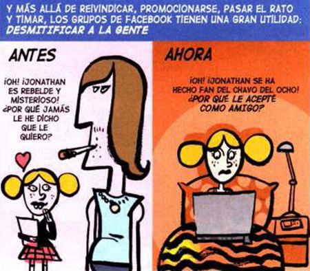 Los grupos o paginas de fans de Facebook.