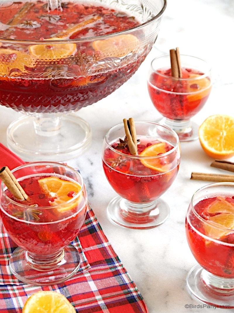 Recette de Punch à la Vodka et aux Canneberges - facile te rapide à réaliser avec ou sans alcool pour toute la famille aux fêtes de fin d'année! by BirdsParty.com @birdsparty #recette #recettenoel #cocktailnoel #boissonnoel #punchnoel #aperonoel