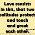 Love consists in this, that two solitudes protect and touch and greet each other. ~Rainer Maria Rilke