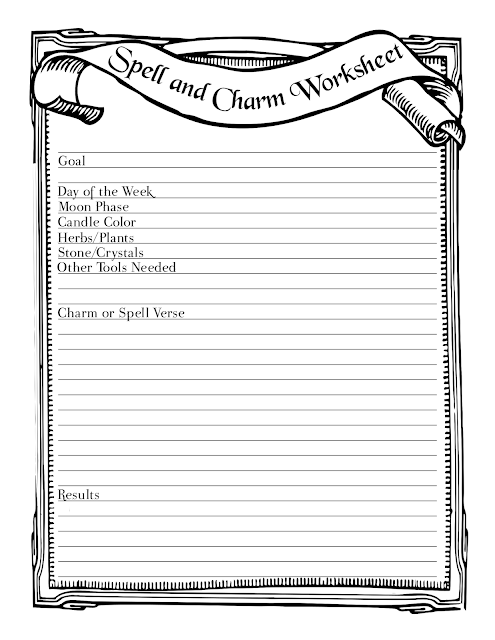 Spell and Charm Worksheet Book of Shadows Free Printable Download