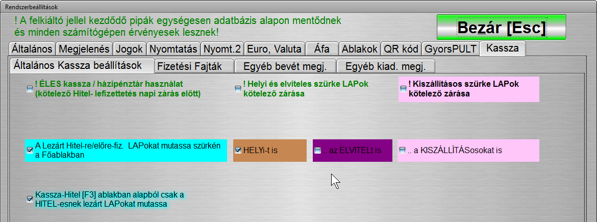 Házipénztár korlát 2018