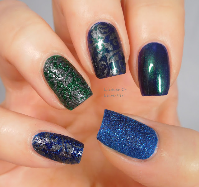 Lina Nail Art Supplies Can't Wait For Xmas! plate over Zoya Enchanted polishes