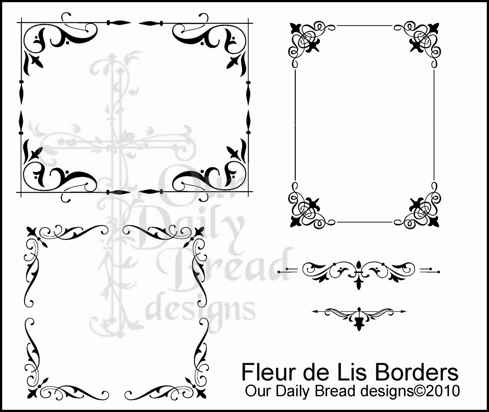 ... fleur de lis borders this set contains 3 fleur de lis frames and 2