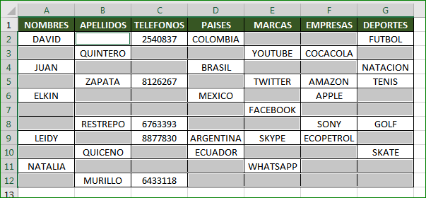 como eliminar celdas vacias en excel