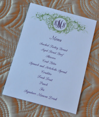 Sample Wedding Programs Menu Card Layout 5x7 Menu card