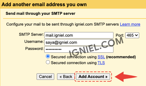 Setting SMTP Gmail