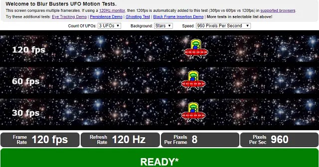 Pc ディスプレイのテストサイト フレームレート リフレッシュレートを簡単確認 Ufo Test Multiple Framerates