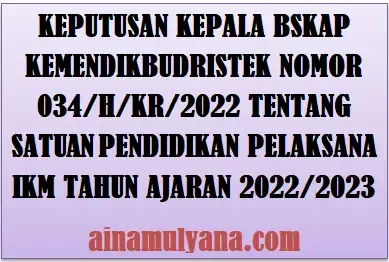 Keputusan Kepala BSKAP Kemendikbudristek Nomor 034/H/KR/2022