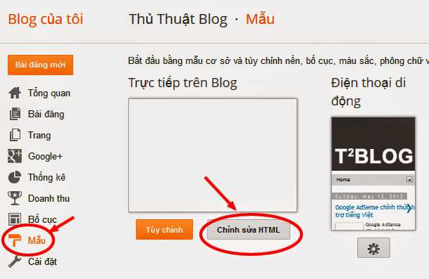 Mẫu - Chỉnh sửa HTML