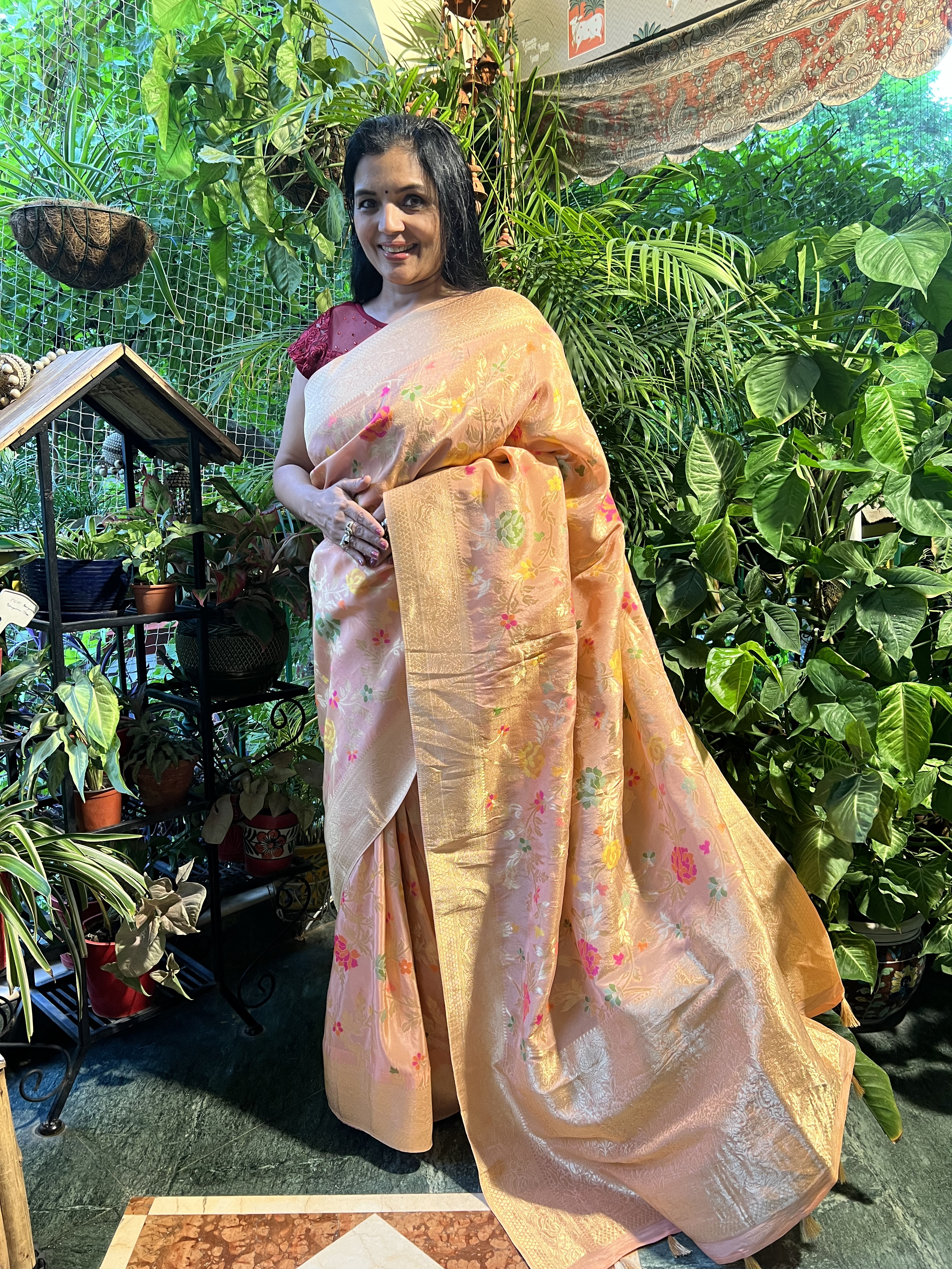 Opulent Mehndi Organza Silk Saree With Adoring Blouse Piece