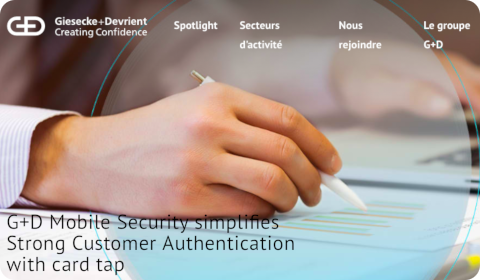 G+D Mobile Security simplifies Strong Customer Authentication with card tap