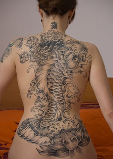 Koi Japanese Tattoo On Back Body