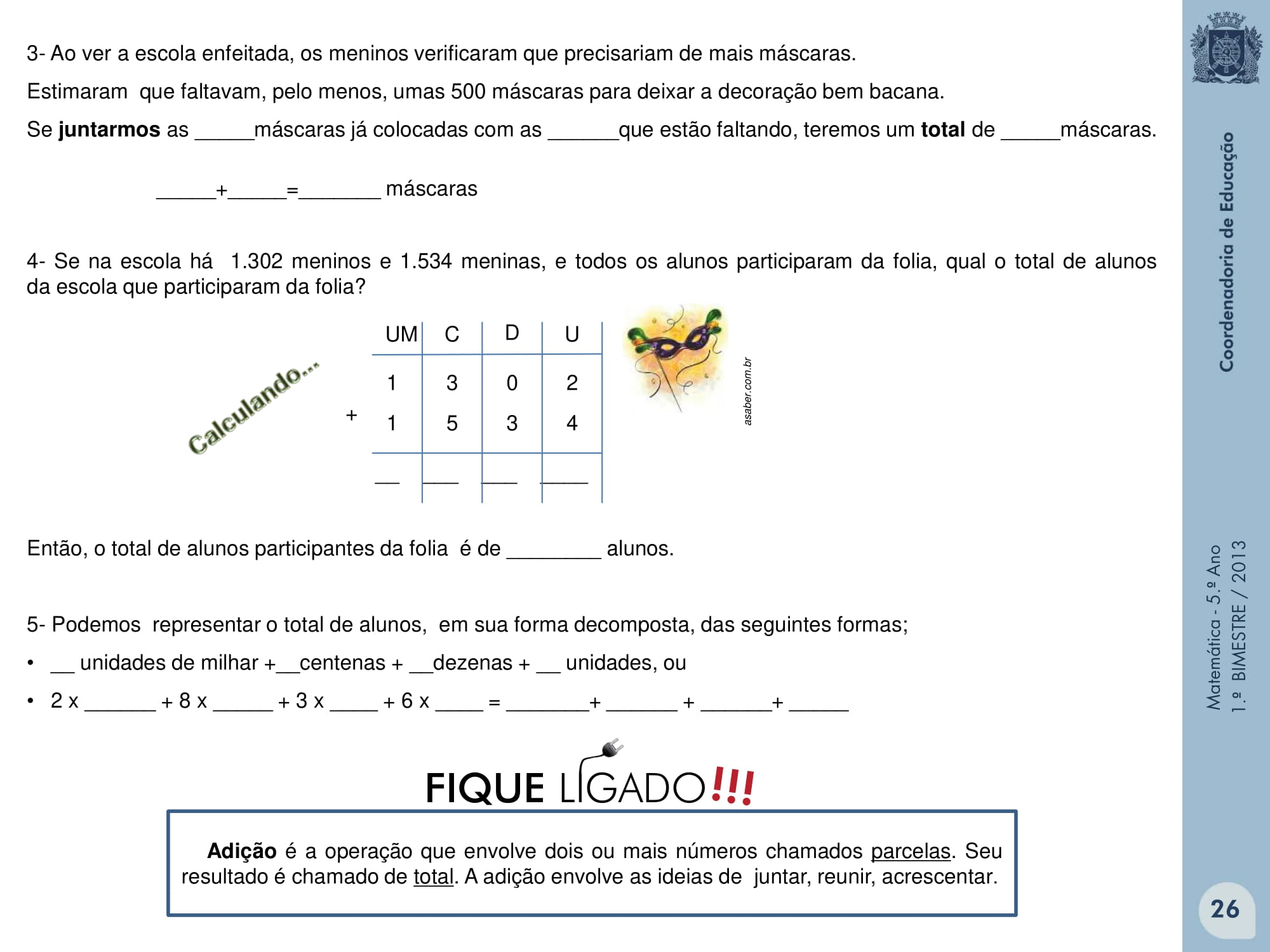 Apostila matemática 5 ano para imprimir