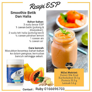 Resepi Smoothie ESP Shaklee Betik Halia