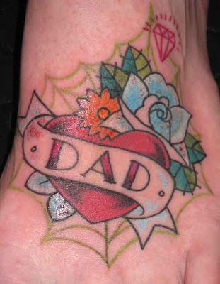  tattoo on Kats foot this morning - traditional stuff isn't something I 