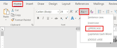 uppercase in ms word