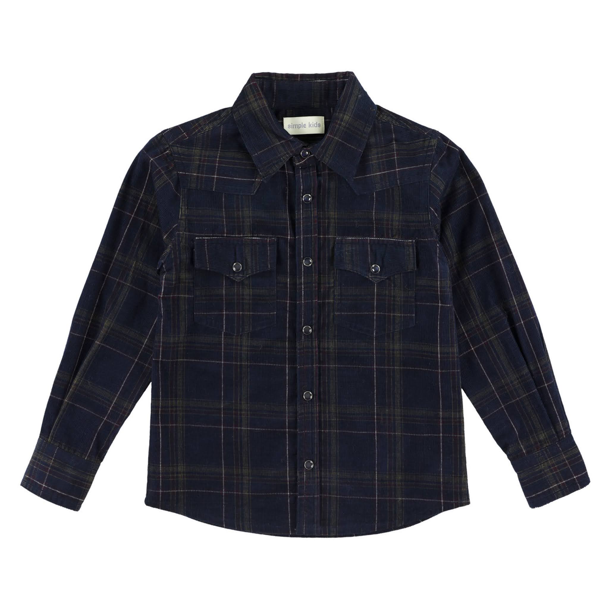 Boys Navy Blue Button Up Shirt from Simple Kids